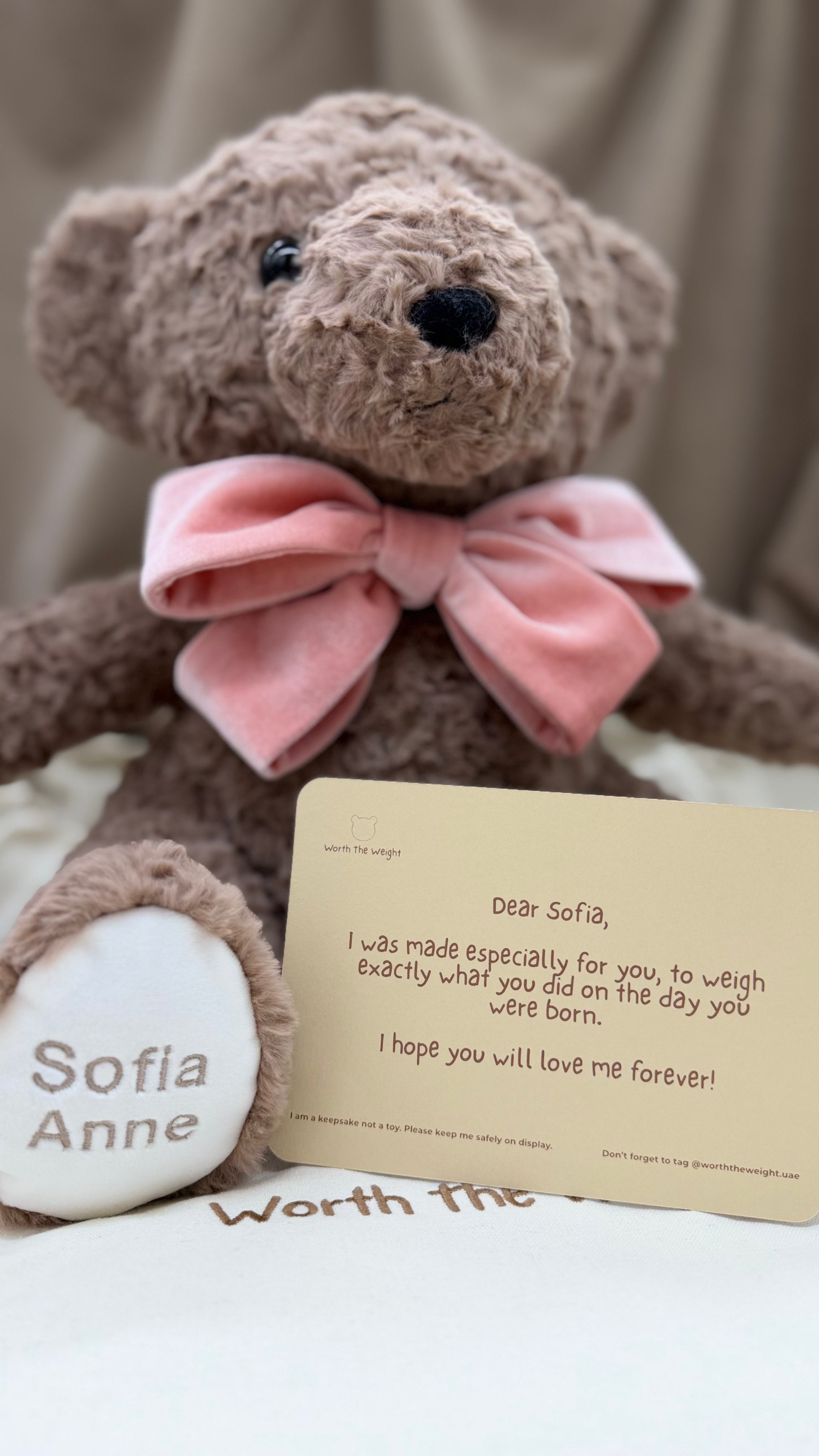 CUSTOM CREATED PLUSH BIRTH WEIGHT BEAR